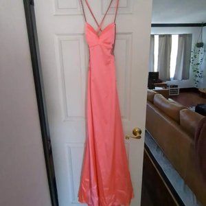 Peach Bejeweled Prom Dress